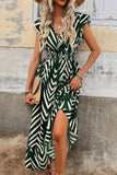 Striped Ruffle Hem Maxi Dress