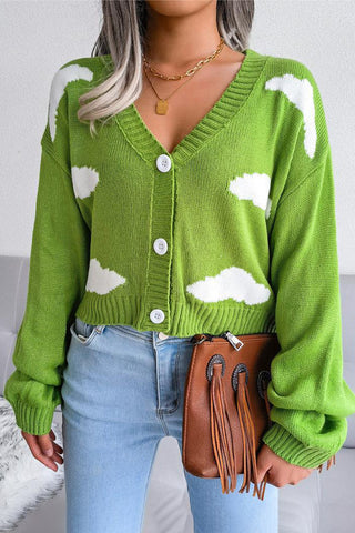 Cloud Pattern Button Cardigan
