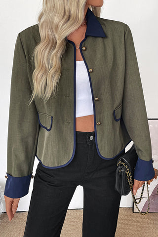 Contrast Decorative Flap Pocket Jacket
