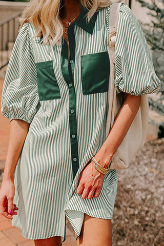 Striped Button-Front Casual Dress