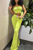 Strapless Top and Flared Pants Set