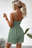 Bow Tie Front Tassel Trim Jumpsuit