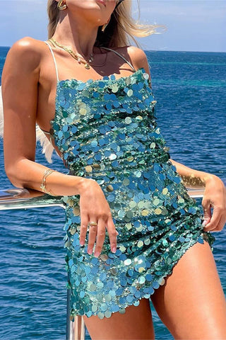 Sequin-Embellished Vacation Dress