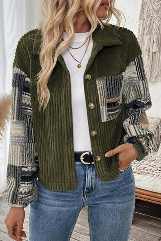 Plaid Patchwork Button Up Jacket