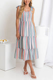 Striped Ruffle Casual Dress