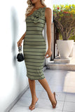 One-Shoulder Striped Casual Dress