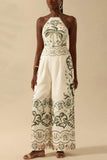 Tropical Print Wide-Leg Jumpsuit