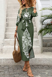 Drawstring Waist Printed Dress