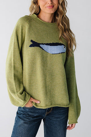 Graphic Fish-Pattern Sweater