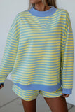 Striped Pullover Top and Shorts Set
