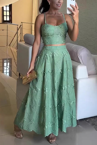 Patterned Two-Piece Skirt Set