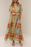Patterned Button-Front Dress