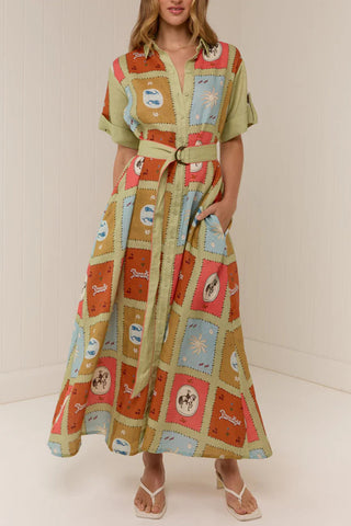 Patterned Button-Front Dress