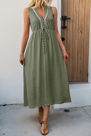 Sleeveless Button-Detail Casual Dress