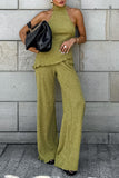 Elegant High Neck Pants Set