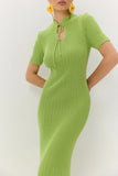 Tie-Front Ribbed Casual Dress