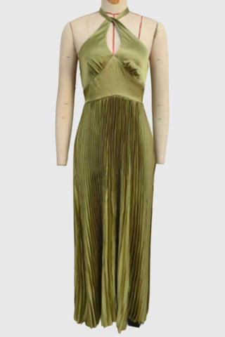 Halter Pleated Evening Dress