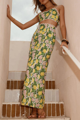 Floral Crop and Maxi Skirt Set