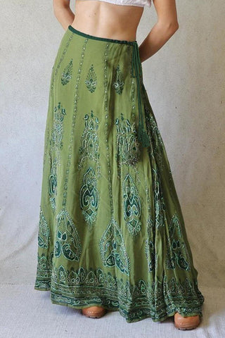 Patterned A-Line Maxi Skirt