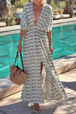 Elegant Striped Casual Maxi Dress