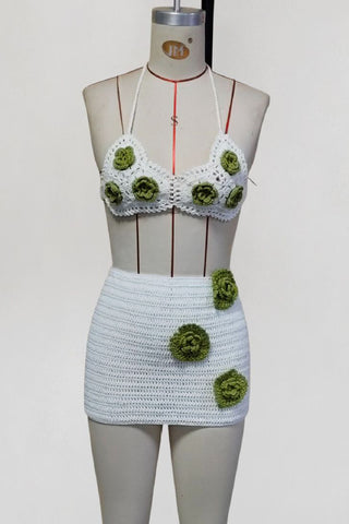 Crochet Heart Bikini Skirt Set