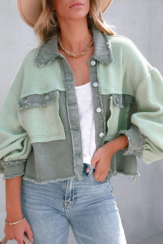 Waffle Patchwork Denim Jacket
