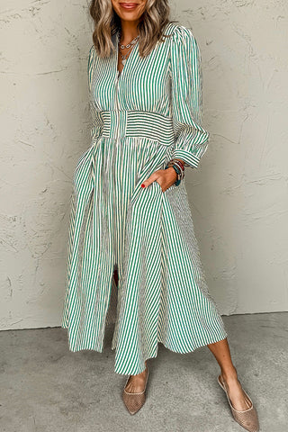 Striped Waist Detail Midi Dress