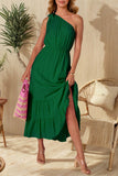 One-Shoulder Ruffled Casual Maxi Dress