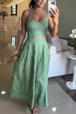Floral Crop Top and Maxi Skirt Set
