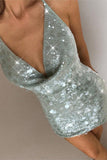 Sequin Halter Mini Dress