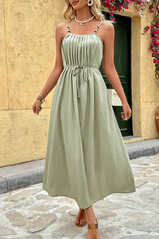Pleated Strappy Casual Dress