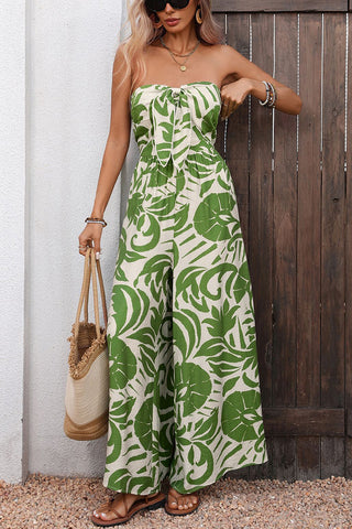 Strapless Tropical Jumpsuit