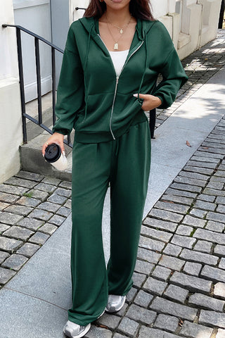 Casual Zip-Up Hoodie and Pants Set