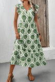 Ruffle Sleeve Printed Casual Dress