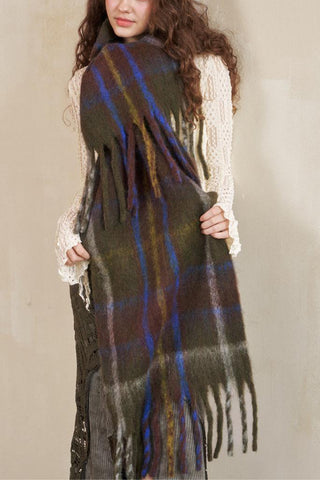 Plaid Fringed Scarf
