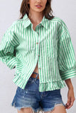Striped Ruffle Hem Blouse