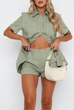 Button-Front Short Set