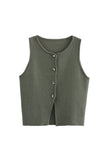 Button-Front Tank Top