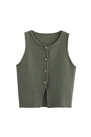 Button-Front Tank Top