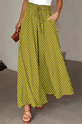 Polka Dot Wide-Leg Casual Pants