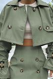 Button-Front Skirt Set with Jacket