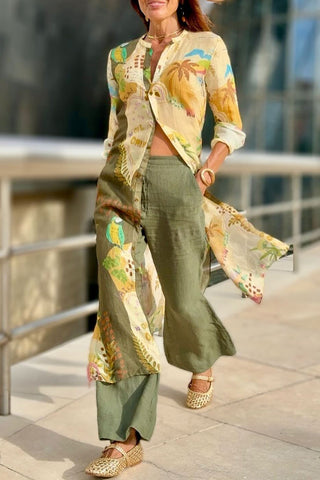 Artistic Print Longline Shirt Dress