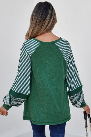Striped Sleeve Casual Top
