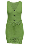 Buttoned Crochet Skirt Set