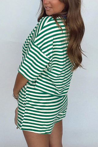 Stripe Trim Boxy Short Set