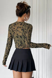Floral Sheer Tie-Front Blouse