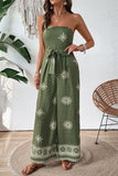 Strapless Wide-Leg Jumpsuit with Belt