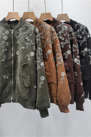 Floral Detail Bomber Jacket