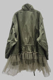 Military-Inspired Tulle Trim Jacket