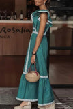 Striped Ruffle A-Line Dress